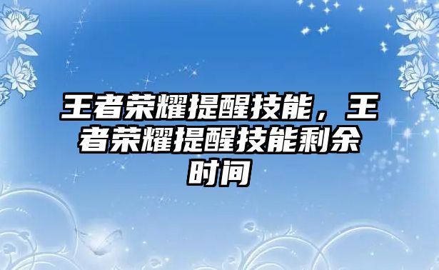 王者榮耀提醒技能，王者榮耀提醒技能剩余時間