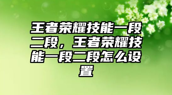 王者榮耀技能一段二段，王者榮耀技能一段二段怎么設置