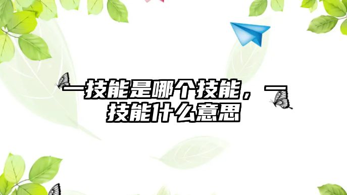 一技能是哪個技能，一技能什么意思