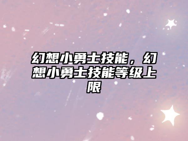 幻想小勇士技能，幻想小勇士技能等級上限