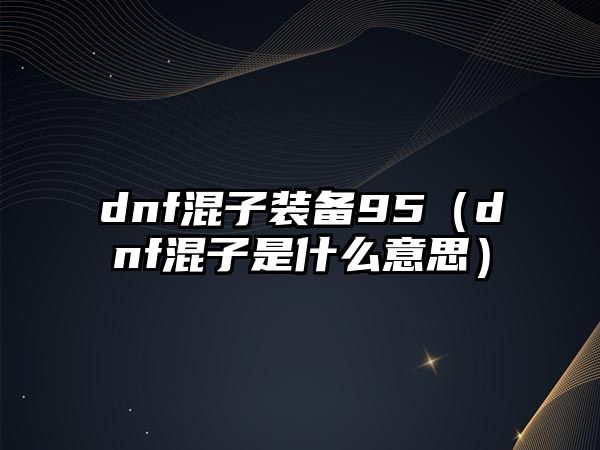 dnf混子裝備95（dnf混子是什么意思）