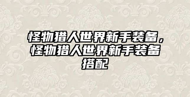 怪物獵人世界新手裝備，怪物獵人世界新手裝備搭配