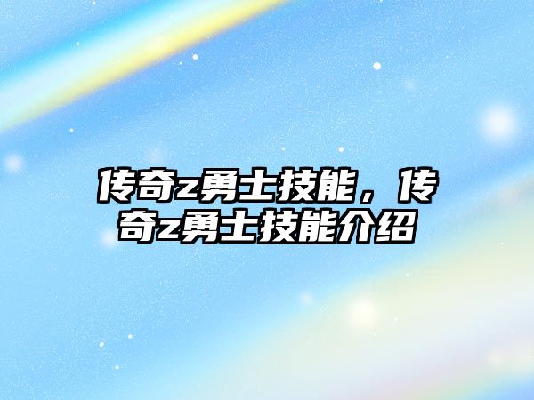 傳奇z勇士技能，傳奇z勇士技能介紹