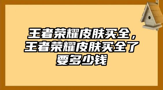 王者榮耀皮膚買全，王者榮耀皮膚買全了要多少錢