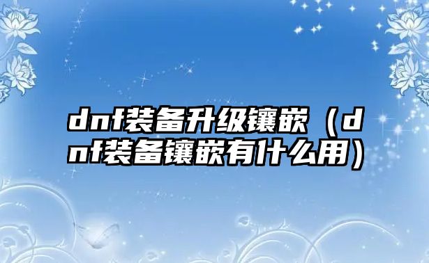 dnf裝備升級(jí)鑲嵌（dnf裝備鑲嵌有什么用）