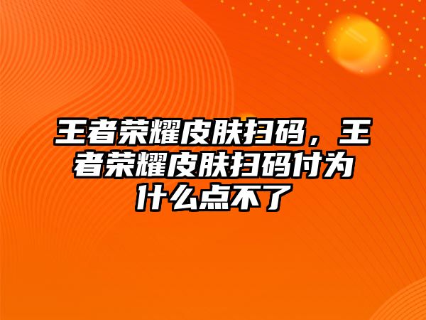 王者榮耀皮膚掃碼，王者榮耀皮膚掃碼付為什么點不了