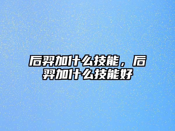 后羿加什么技能，后羿加什么技能好