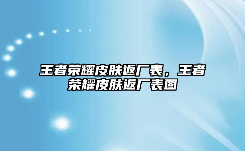 王者榮耀皮膚返廠表，王者榮耀皮膚返廠表圖