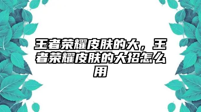 王者榮耀皮膚的大，王者榮耀皮膚的大招怎么用