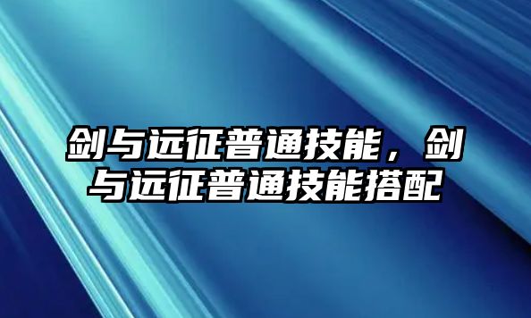 劍與遠征普通技能，劍與遠征普通技能搭配