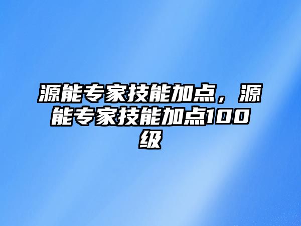 源能專家技能加點，源能專家技能加點100級