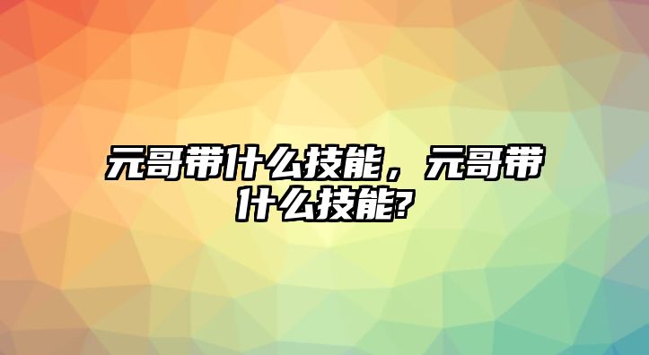 元哥帶什么技能，元哥帶什么技能?