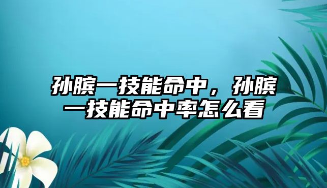 孫臏一技能命中，孫臏一技能命中率怎么看