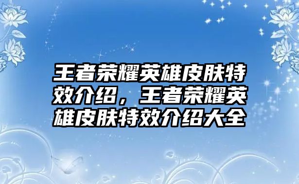 王者榮耀英雄皮膚特效介紹，王者榮耀英雄皮膚特效介紹大全