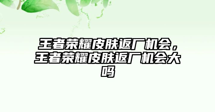 王者榮耀皮膚返廠機會，王者榮耀皮膚返廠機會大嗎