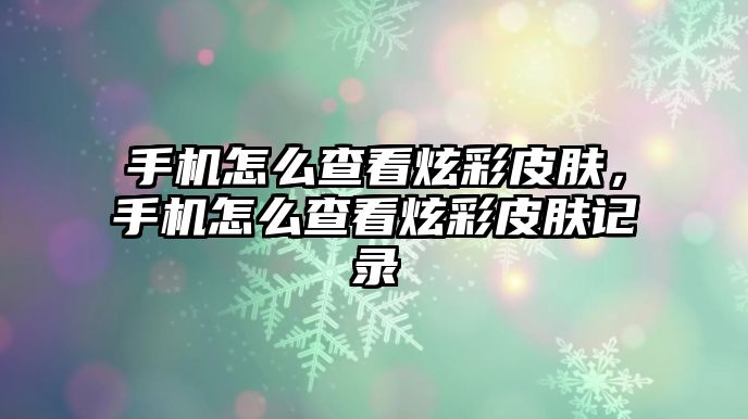 手機怎么查看炫彩皮膚，手機怎么查看炫彩皮膚記錄