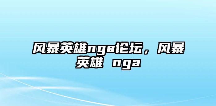 風暴英雄nga論壇，風暴英雄 nga