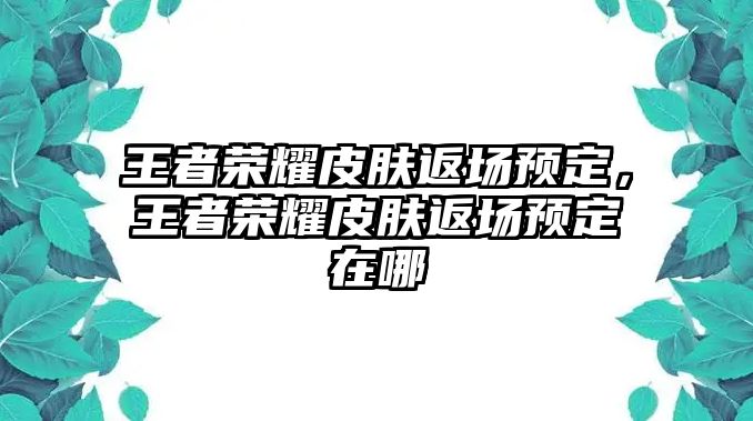 王者榮耀皮膚返場預(yù)定，王者榮耀皮膚返場預(yù)定在哪