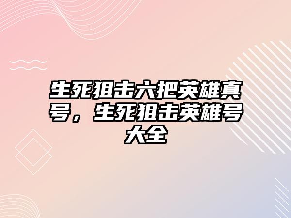 生死狙擊六把英雄真號，生死狙擊英雄號大全