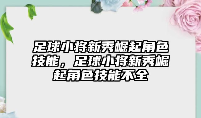 足球小將新秀崛起角色技能，足球小將新秀崛起角色技能不全