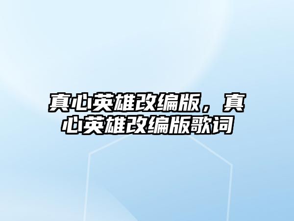 真心英雄改編版，真心英雄改編版歌詞