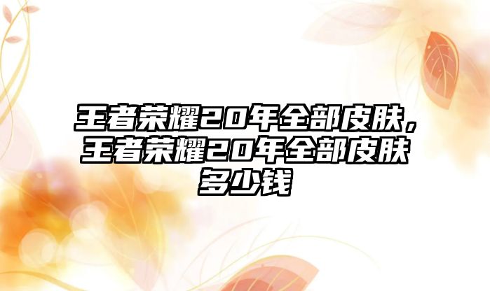 王者榮耀20年全部皮膚，王者榮耀20年全部皮膚多少錢