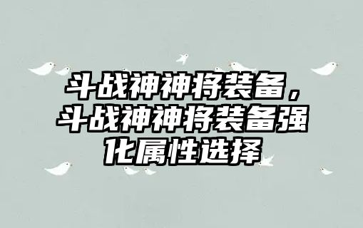 斗戰神神將裝備，斗戰神神將裝備強化屬性選擇