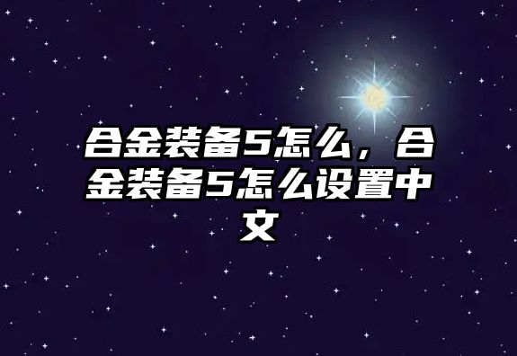 合金裝備5怎么，合金裝備5怎么設(shè)置中文