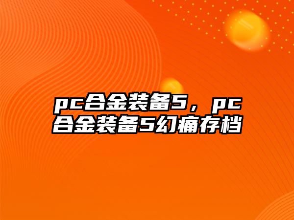 pc合金裝備5，pc合金裝備5幻痛存檔