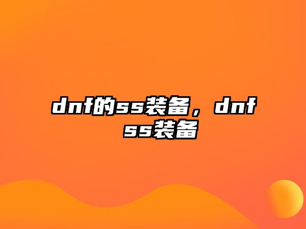 dnf的ss裝備，dnf ss裝備