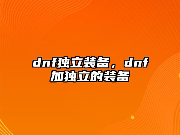 dnf獨立裝備，dnf加獨立的裝備