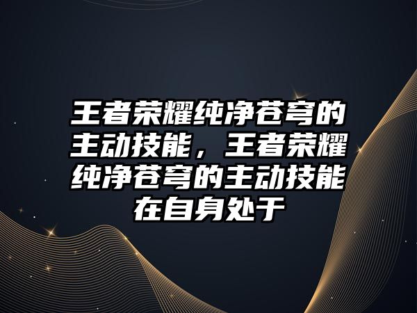 王者榮耀純凈蒼穹的主動技能，王者榮耀純凈蒼穹的主動技能在自身處于