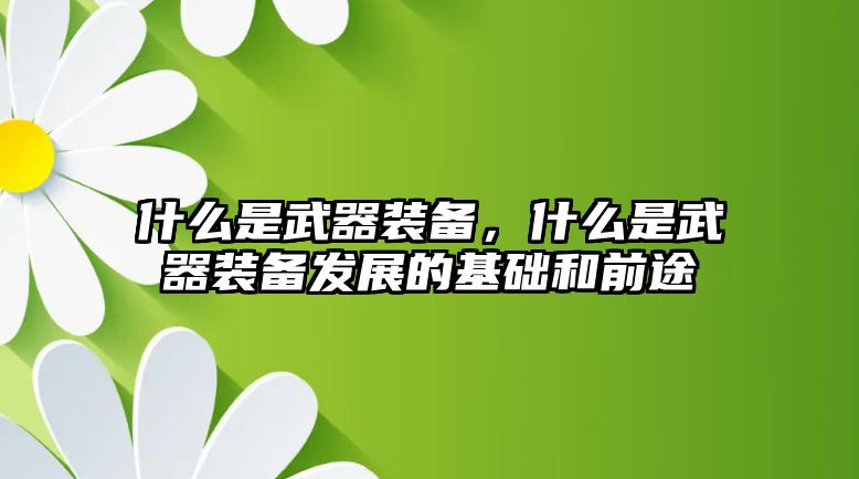 什么是武器裝備，什么是武器裝備發展的基礎和前途