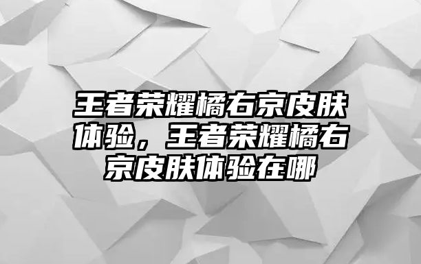 王者榮耀橘右京皮膚體驗(yàn)，王者榮耀橘右京皮膚體驗(yàn)在哪