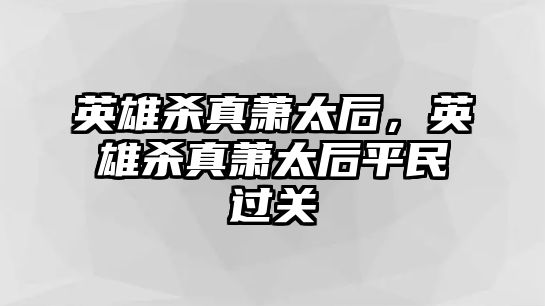 英雄殺真蕭太后，英雄殺真蕭太后平民過關