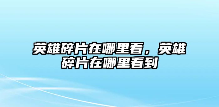 英雄碎片在哪里看，英雄碎片在哪里看到