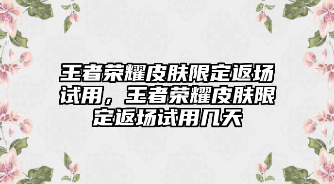 王者榮耀皮膚限定返場試用，王者榮耀皮膚限定返場試用幾天