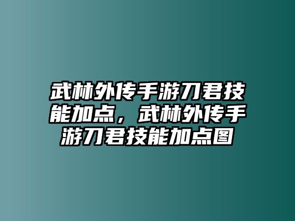 武林外傳手游刀君技能加點，武林外傳手游刀君技能加點圖