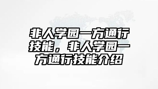 非人學園一方通行技能，非人學園一方通行技能介紹