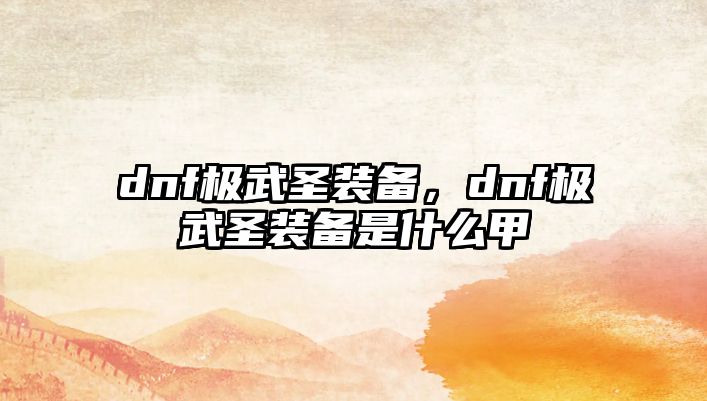 dnf極武圣裝備，dnf極武圣裝備是什么甲