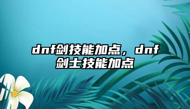 dnf劍技能加點，dnf劍士技能加點